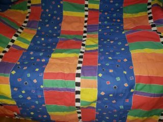 Vintage Rare Twin Bed Blanket Comforter Retro 1980s 1990s Rainbow Geometric