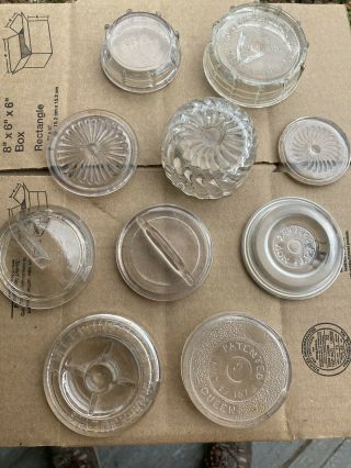 10 Scarce/rare Clear Glass Fruit Jar Lids/inserts - Queen/common Sense/simplex/etc