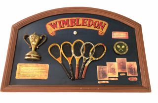Vintage Wimbledon Tennis Club Wooden Wall Hanging Pub Sign Plaque 16x24 Rare