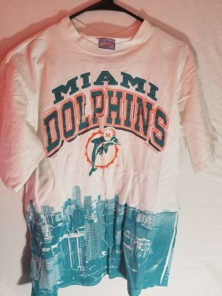 Vintage Miami Dolphins Skyline Shirt All Sport Pro Weight Large Rare