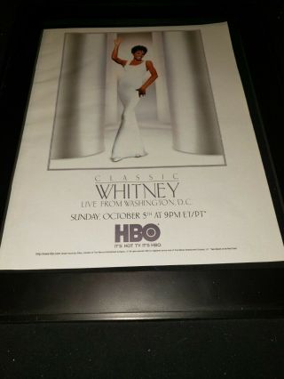 Whitney Houston Live From Washington D.  C.  Rare Hbo Promo Poster Ad Framed