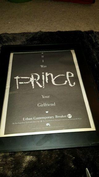 Prince If I Was Your Girlfriend Rare Radio Promo Poster Ad Framed