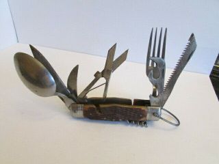 Rare Vintage Pic Japan Swiss Army Knife Spoon Fork Boy Scout Military