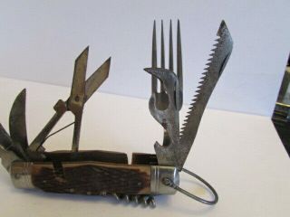 Rare Vintage PIC Japan Swiss Army Knife Spoon Fork Boy Scout Military 3