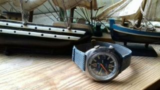 Mens Rare Vintage 70s Cronel Jet King Diver Pilot Swiss Made Watch
