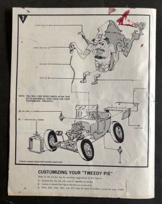 INSTRUCTIONS to RARE 1965 Ed Big Daddy Roth TWEEDY PIE WITH BOSS - FINK Revell Kit 2