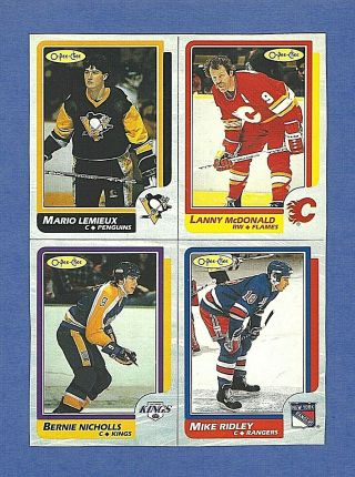 1986 - 87 O - Pee - Chee Box Bottom Panel Ijkl Mario Lemieux Pittsburgh Penguins Rare