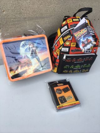 Back To The Future 35th Anniversary Backpack,  Lunchbox And Pin Set Rare 2020