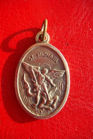 Saint Archangel Michael Rare Old Vintage Italy Religious Medal Pendant