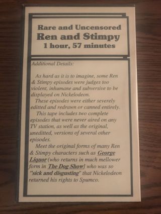 Nickelodeon Ren And Stimpy Rare And Uncensored Vhs 2