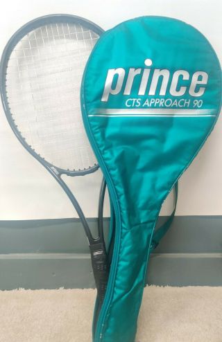 Prince Cts Approach 90 Tennis Racquet 4 3/8 Graphite Fibers 1988 3 Case Rare Guc