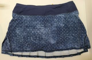 Lululemon Sz 6 Pace Setter Skirt Sashiko Cross Inkwell Ghost Blue RARE 2