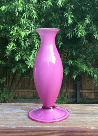 Rare Crimson Venetian Italian Fratelli Toso Art Glass Vase