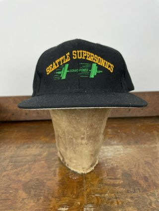Vintage Seattle Supersonics Snapback Hat Rare 90s Sonic Schrempf Kemp Payton