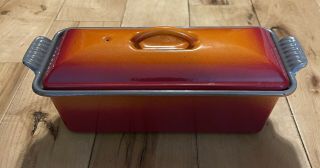 Vintage Le Creuset 24 Red/orange Enameled Cast Iron Pate Terrine Loaf Pan Rare