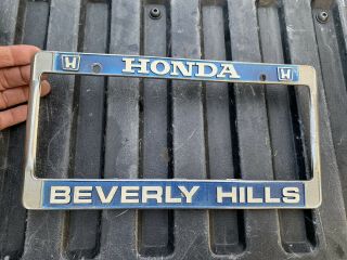Beverly Hills Honda Car Licesne Plate Frame Vintage Rare Metal