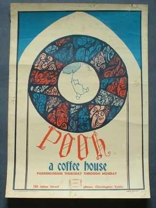 Very Rare Pooh Coffee House Poster 1968 Bindweed Press Haight Fillmore Era