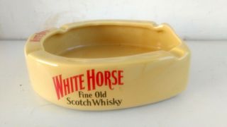 Vintage Old Rare White Horse Fine Old Scotch Whisky Ad Ceramic Ash Tray England