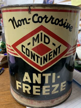 Vintage Mid Continent Anti Freeze One Gallon Can Rare