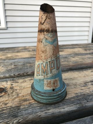Vintage Rare Htf Ampol 40 Oil Bottle Tin Spout/top Pourer Gas Oil Soda