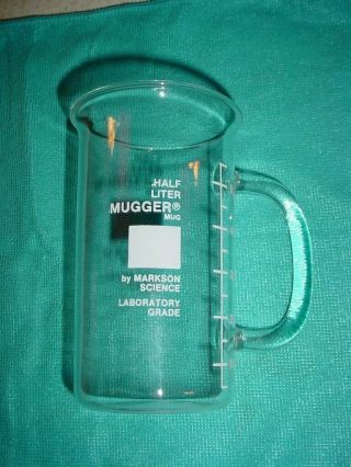 Rare 500ml Beaker By Markson Science “the Mugger Mug” Laboratory Grade