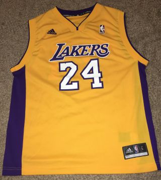 Rare Vtg Kobe Bryant 24 Los Angeles Lakers Adidas Kids Jersey Gold Large 14 - 16