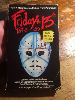Friday The 13th Part 3 - 3 - D Michael Avallone Novel Movie Tie - In - Rare - Pb
