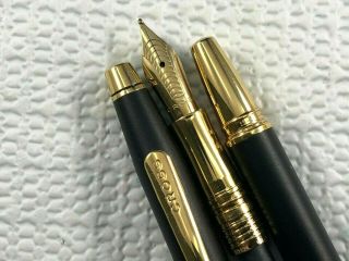 Rare Cross Spire Matte Black Fountain Pen With 23k Gt - M Nib