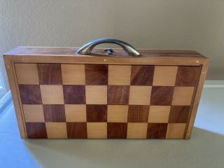 Rare Vintage Wooden Chess Set Board And Carrying Case In One
