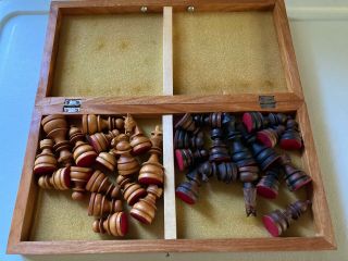 Rare Vintage Wooden Chess Set Board and Carrying Case in One 3