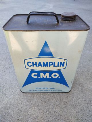 Vintage Rare Champlin Cmo Motor Oil Can 2 Gallons Enid Oklahoma