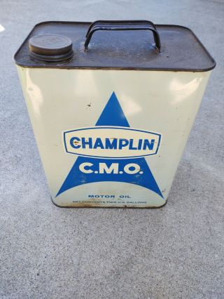 Vintage Rare Champlin CMO Motor Oil Can 2 Gallons Enid Oklahoma 3