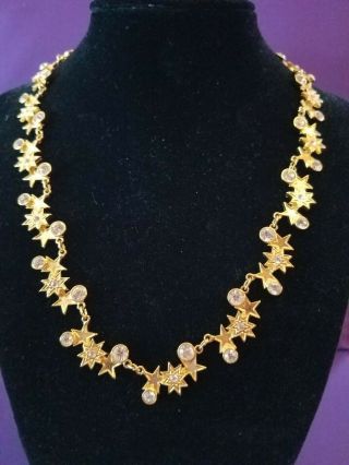 RARE VINTAGE KIRK ' S FOLLY STARS AND AND RHINESTONES NECKLACE GORGEOUS 3