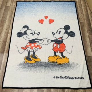 Biederlack Disney Mickey Minnie Mouse Throw Blanket Hearts 1980 