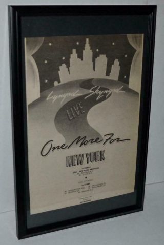 Lynyrd Skynyrd 1976 Rare One More For York Concert Dates Framed Poster / Ad