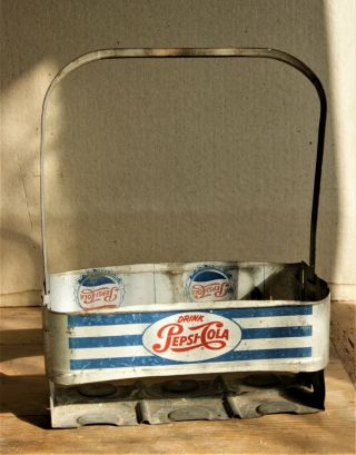 Rare Style Vintage Pepsi - Cola Metal 6 Pack Bottle Carrier 1940 