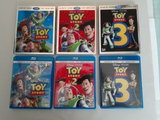 Toy Story 1 2 3 [3d,  2d] Blu - Ray W/rare Lenti Slipcovers In
