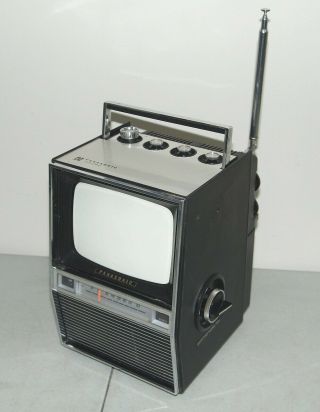 Rare Vtg 1969 Panasonic Tr - 415b 5” Portable Transistor Tv/ Television