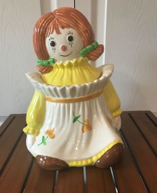 Raggedy Ann Rag Doll Metlox Poppy Trail Girl Ceramic Cookie Jar Rare Vintage
