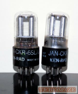 Rare Matched Pair Ken - Rad Jan Ckrc - 6sl7/ecc35 Chrome Plates Tubes - Test Nos
