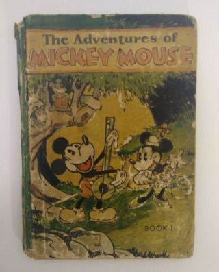 1931 The Adventures Of Mickey Mouse Book 1 First Edition,  Walt Disney Rare Book