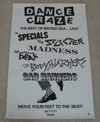 Dance Craze - British Ska,  Vintage,  Rare,  1981 In - Store Music Promo Poster