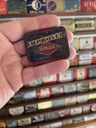 Vintage Trojan Improved Condom Prophylactic Tin Box Rare Graphic Litho Htf