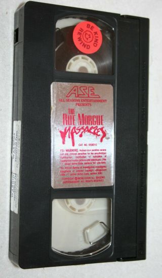 THE RUE MORGUE MASSACRES Big Box ALL SEASONS ENTERTAINMENT VHS Tape RARE HORROR 3