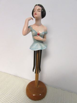 Vintage W.  Goebel Girl Half Doll Arm Away W/ Orig.  Napkin Tree Stand • Rare •