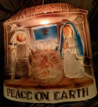 Vintage Dapol Christmas Nativity Blow Mold Light Up Peace On Earth Usa Rare