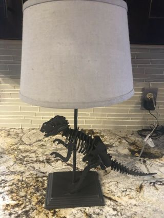 Pottery Barn Kids Table Lamp Dinosaur Tyrannosaurus Rex Bedroom Metal Rare