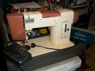 Vintage Rare Colors Bradford 1671 Zig Zag Sewing Machine In Case W Pedal,  Cam Box
