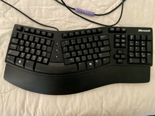 Microsoft Natural Keyboard Elite Ku - 0045 Black Ergonomic Keyboard (rare)