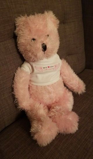 Rare Bon Jovi Pink Teddy Bear Steven Smith Stuffed Animals Plush Collectible Toy